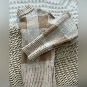 Boutique brown and tan checkered sweater